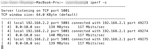 Test 1 - iPerf results